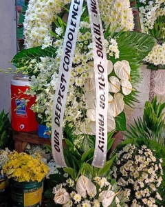 Deepest Sympathies Standing Spray - White