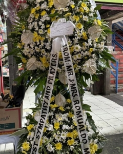 Yellow & White Sympathy Standing Spray