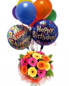 20 mix gerbera & ballons